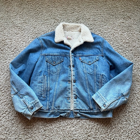 Levi's Other - Levis orange tab sherpa and denim trucker jacket